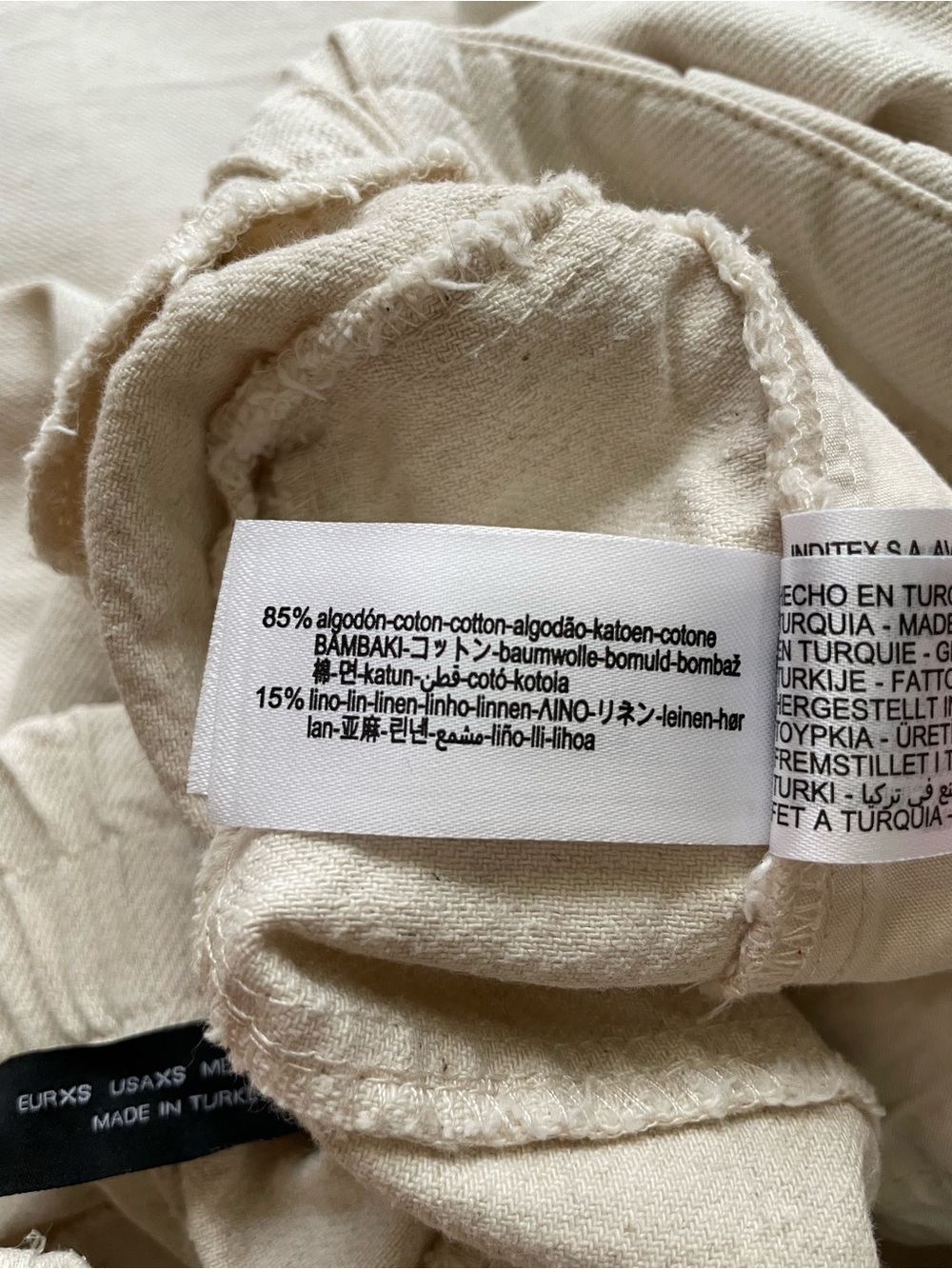 ZARA Cotton Linen High Rise Wide Leg Pant Beige (Altered) - Picture 5 of 11